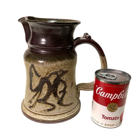 ROBERTSON ART POTTERY BROWN PITCHER JUG GLAZED SPECKLED SIGNED LARGE 7.5"H - Picture 7 of 7